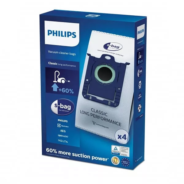 Philips FC8021 03 s-bag vrecká do vysávača Classic Long Performance (4ks) - E201S AEG Electrolux Philips 600x600
